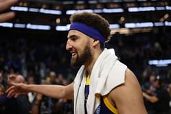 Video: Klay Thompson hilariously gives Warriors teammate Ryan Rollins the rookie treatment after telling him to get off his designated bench seat