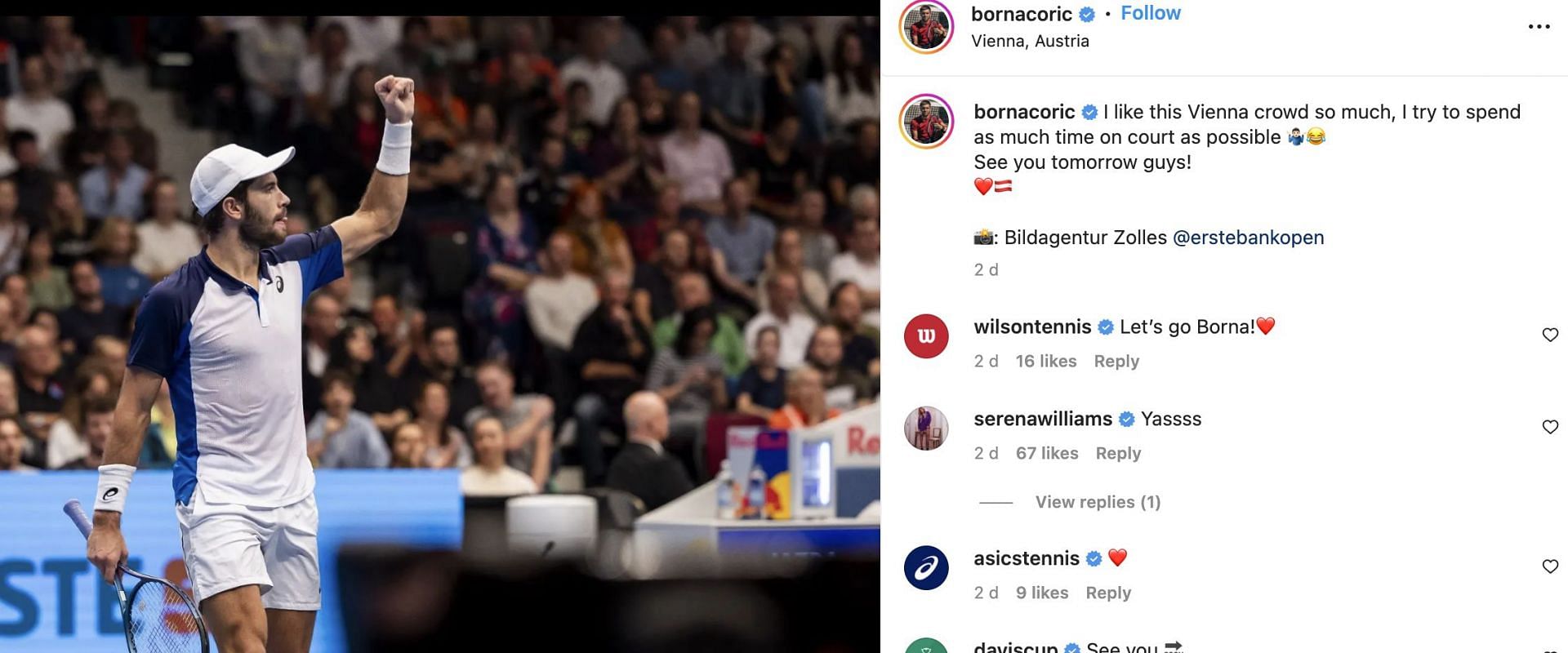 Borna Coric&#039;s Instagram post