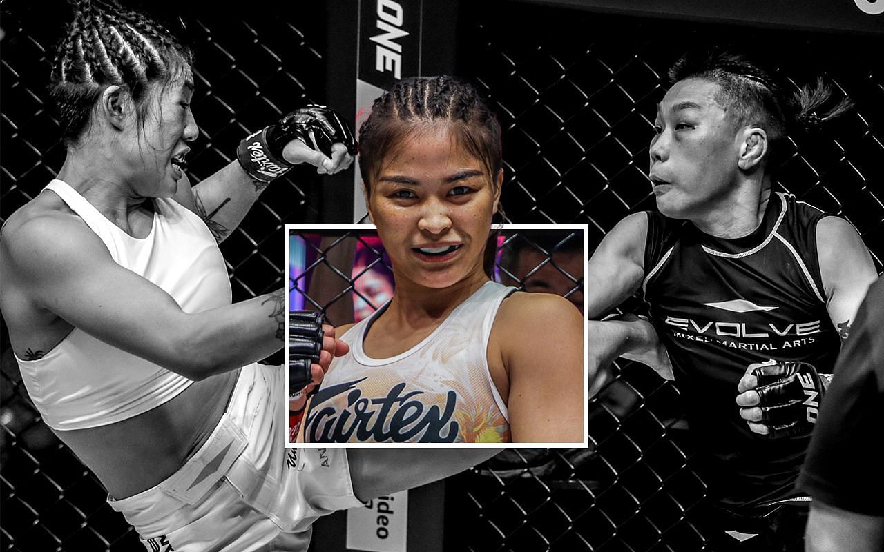 Angela Lee (left), Stamp Fairtex (middle), and Xiong Jing Nan (right) [Photo Credits: ONE Championship]
