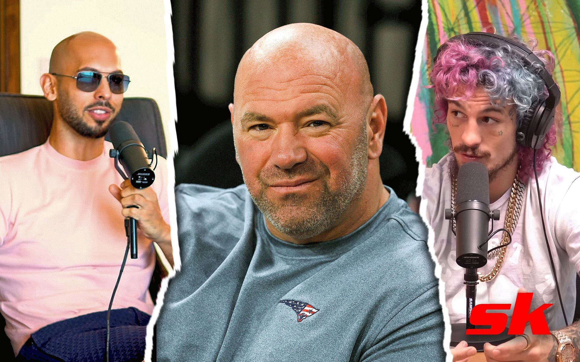 Andrew Tate (Left), Dana White (Center) and Sean O