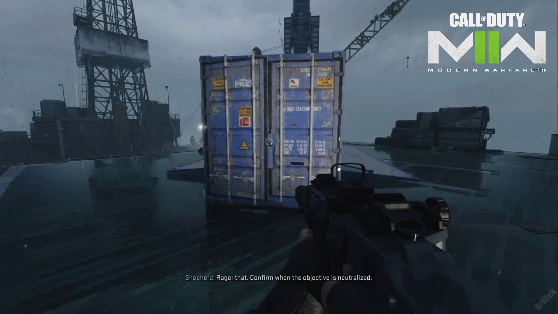 Blue Container with the missile on the rig (image via Activision)