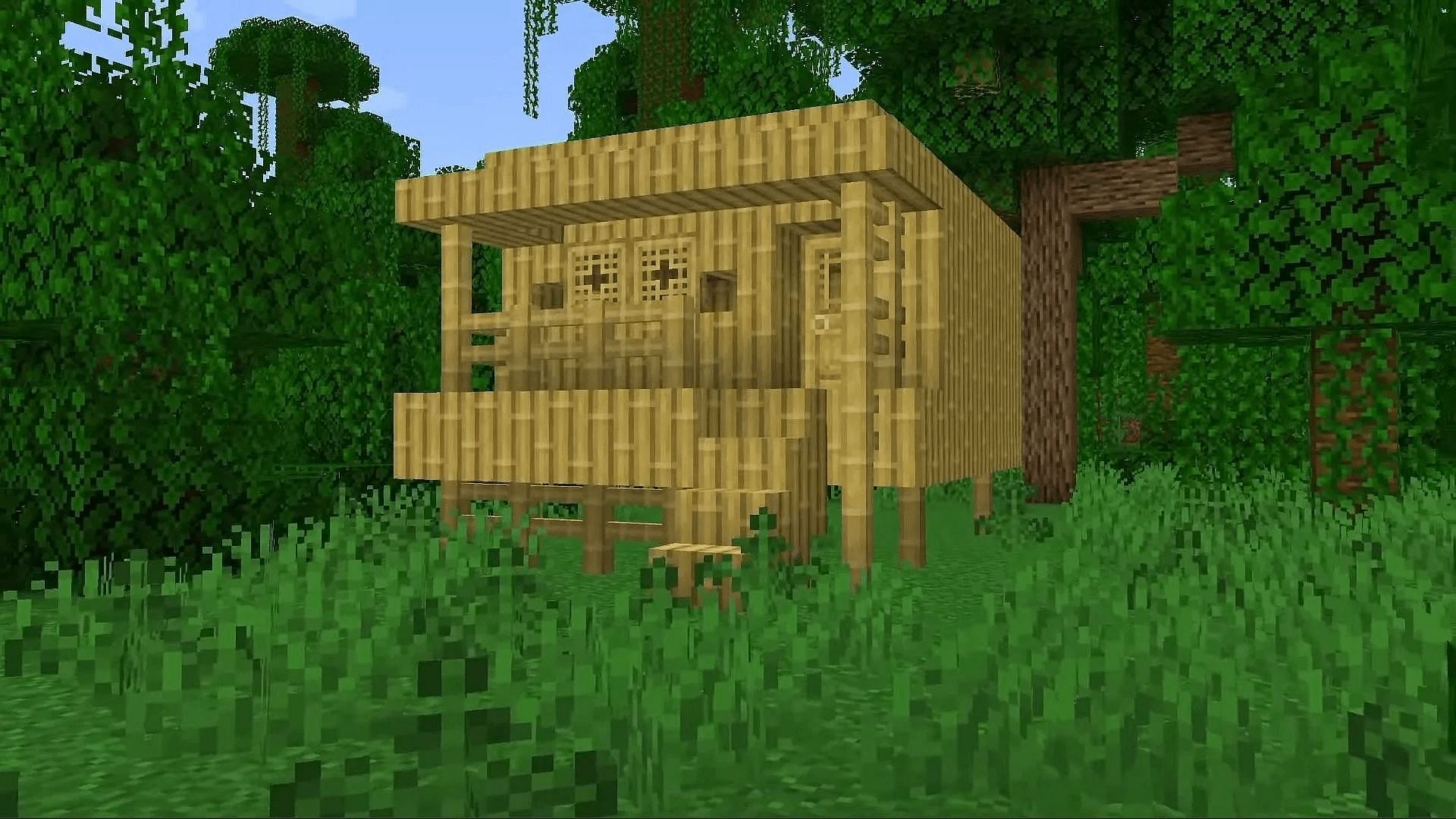 A home made of the new bamboo wood type in the game (Image via Mojang)