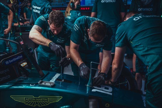 Sebastian Vettel in Aston Martin racing gear