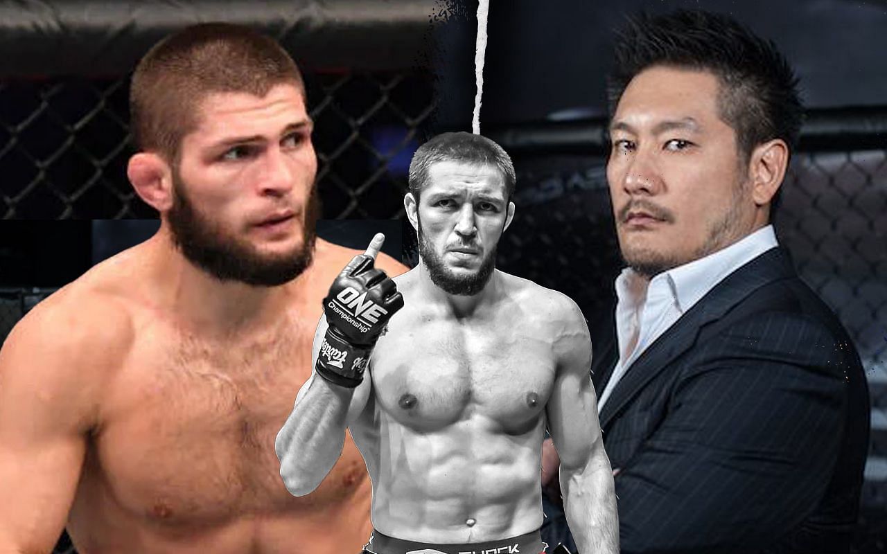 (From left to right) Khabib Nurmagomedov, Saygid Izagakhmaev, Chatri Sityodtong. 