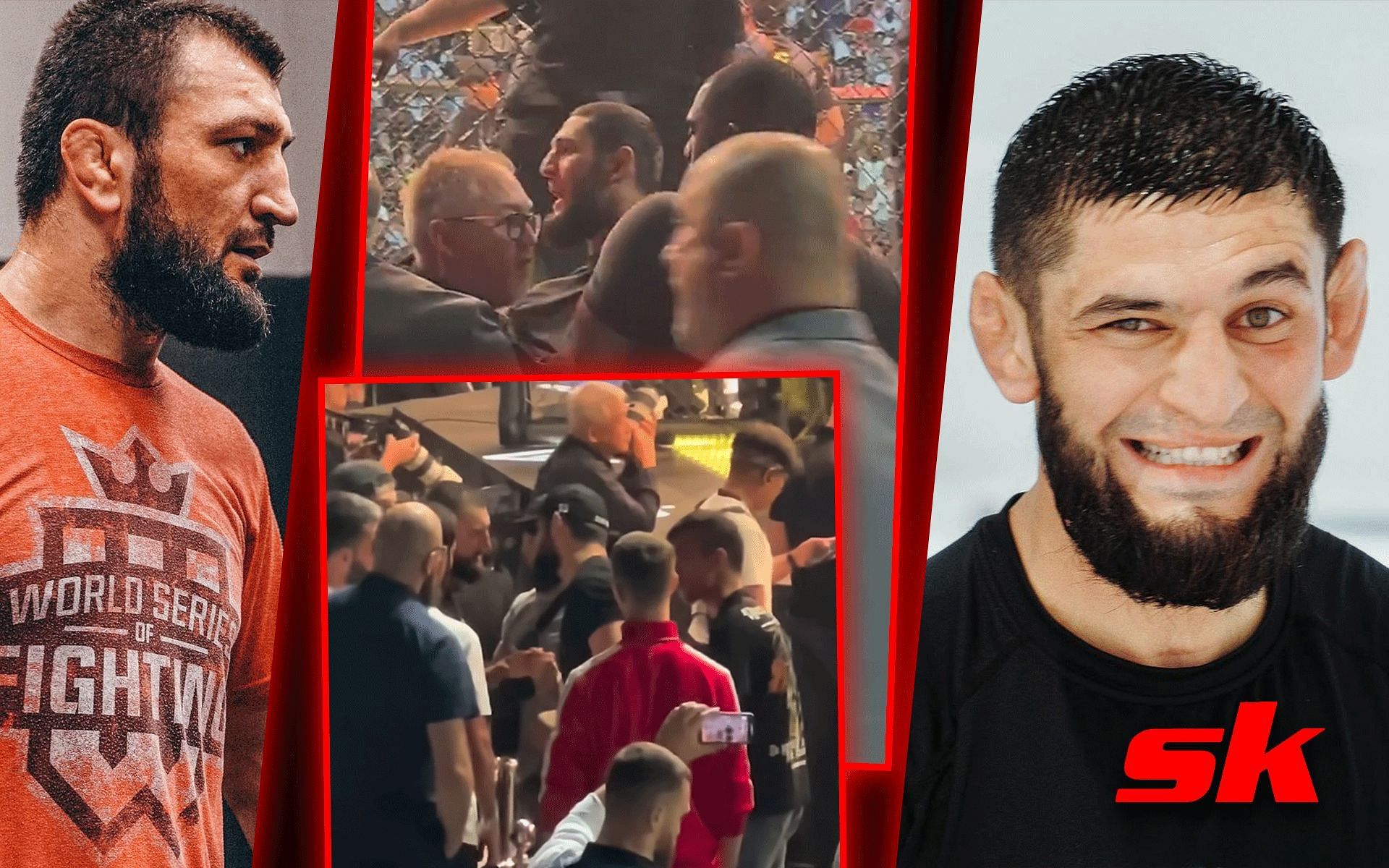 New footage of Khamzat Chimaev - Abubakar Nurmagomedov scuffle surfaces [Photo credit: @SnadhuMMA on Twitter | MMA Crazy YT]