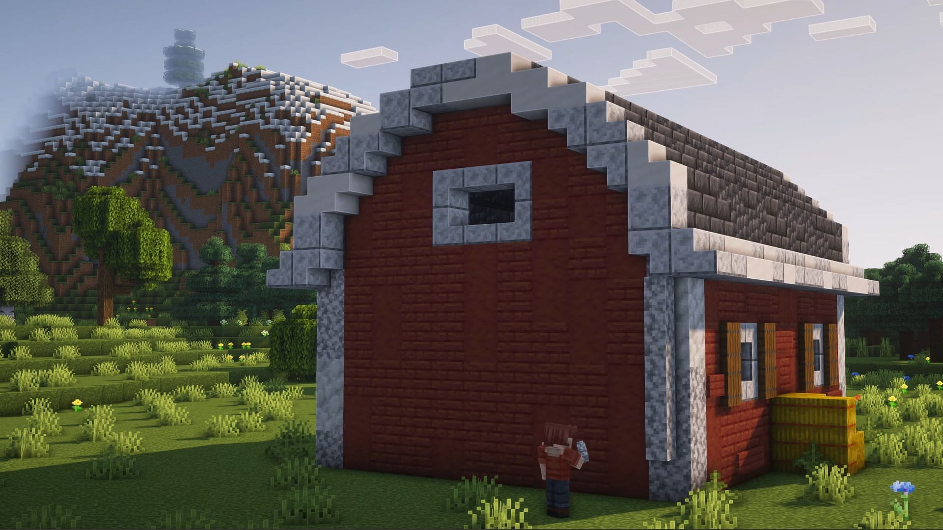 Barn is one of the simplest structures to build in Minecraft (Image via Mojang || YouTube/Goldrobin)