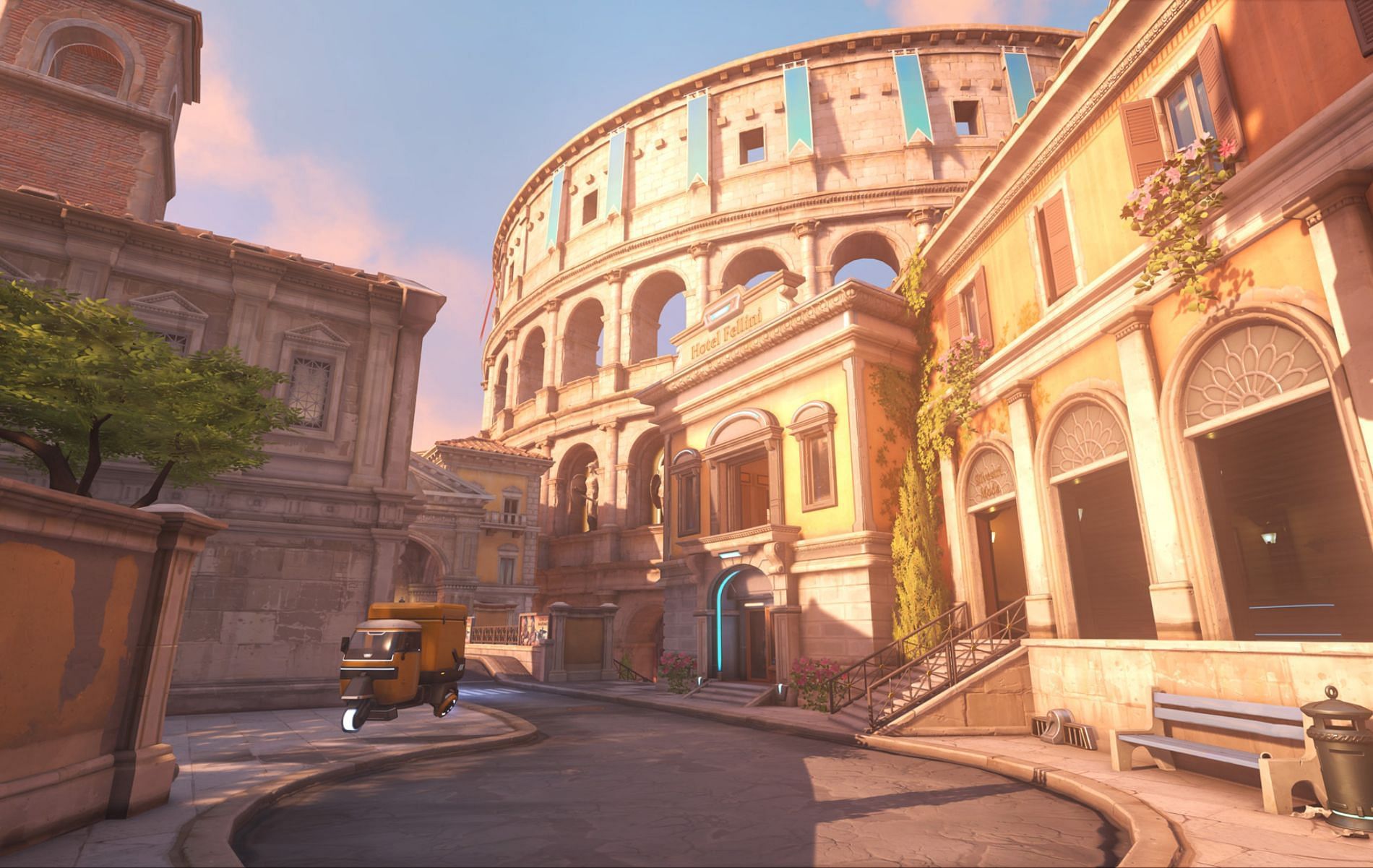 A map that resembles Rome, Colosseo has narrow alleys ideally suited for Tank players and flanking maneuvers alike (Image via Blizzard Entertainment)