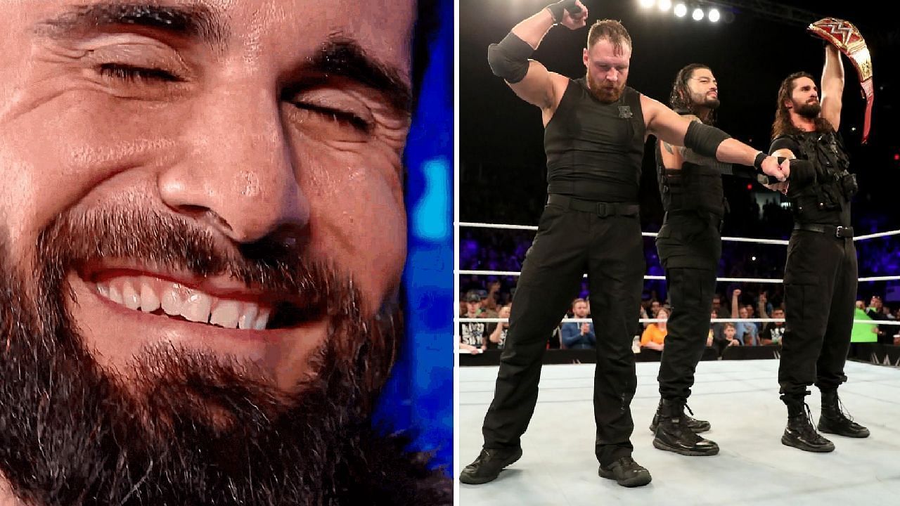 Seth Rollins (left); The Shield doing its signature pose (right)