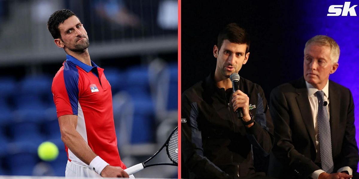 Novak Djokovic and Craig Tiley (R).