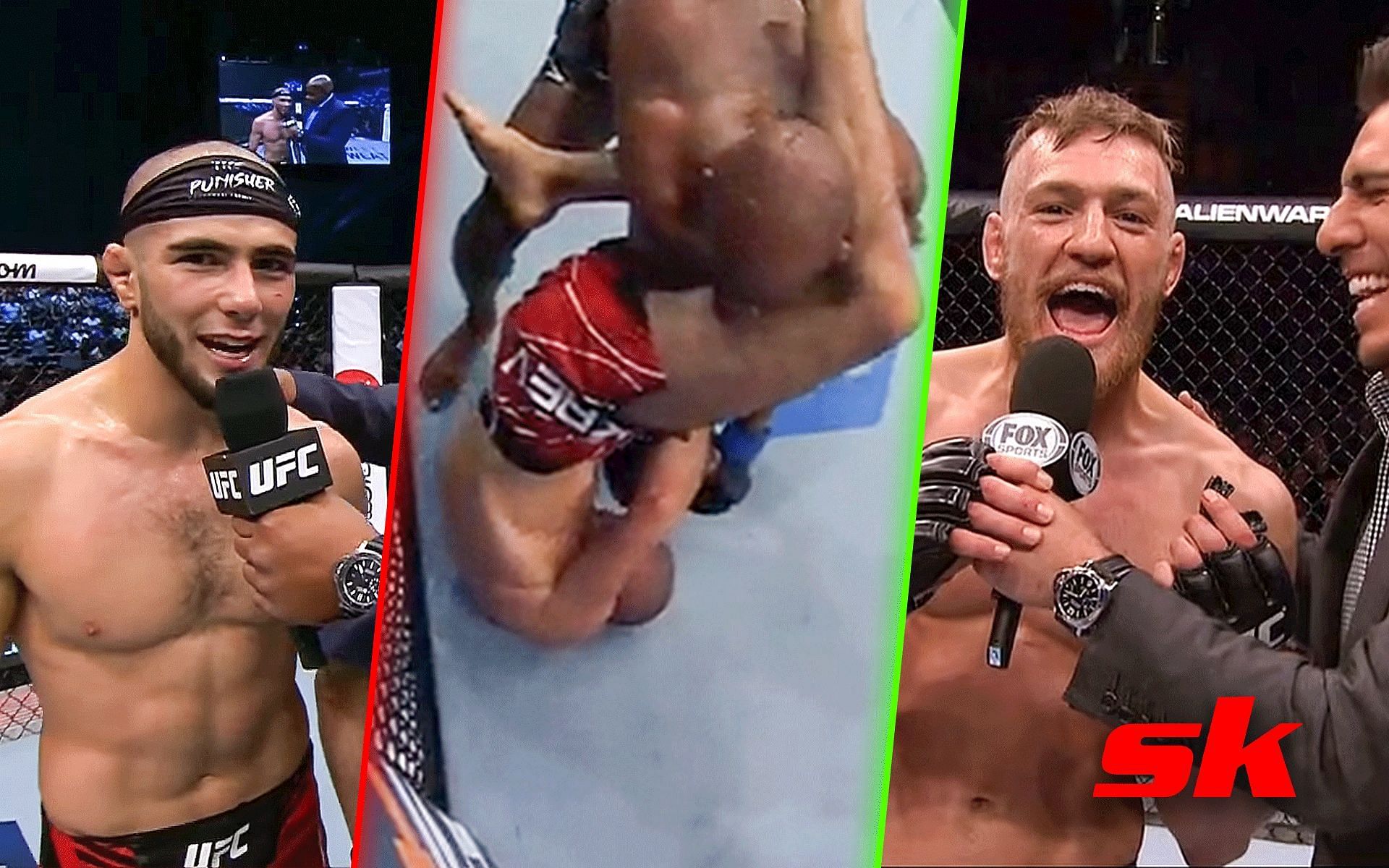 Muhammad Mokaev channels Conor McGregor after UFC 280 win [Photo credit: UFC on YT | @ESPNPlus Twitter | MiskyBoyy YT]