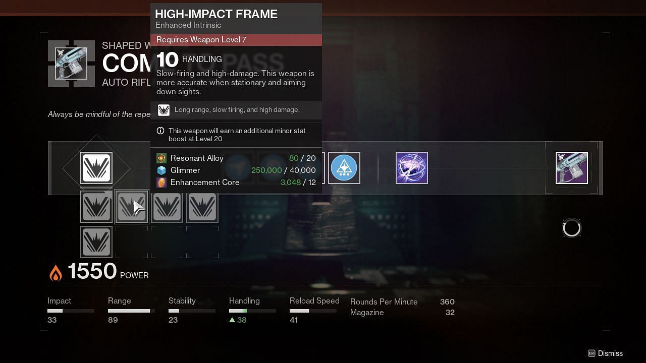 Weapon crafting screen (Image via Destiny 2)