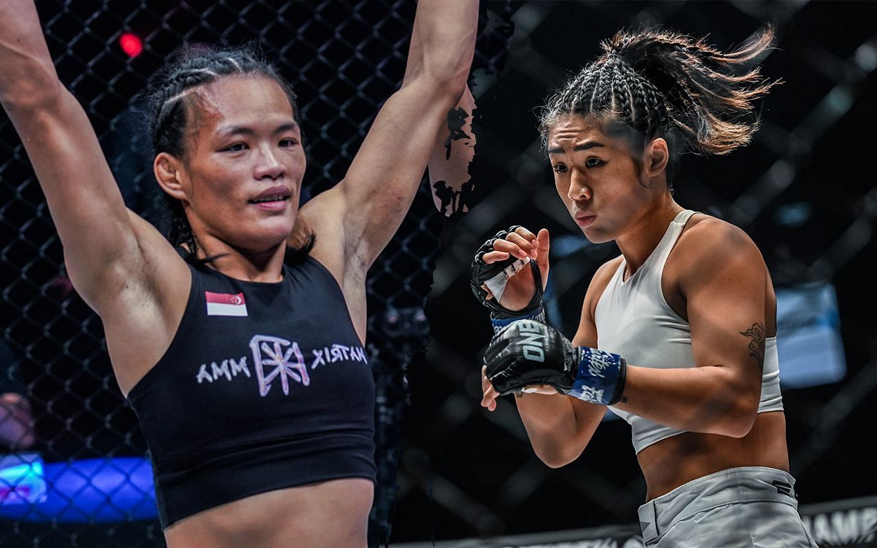 Tiffany Teo (left) shared her thoughts on how Angela Lee (right) could have won her fight at ONE on Prime Video 2. (Image courtesy of ONE)