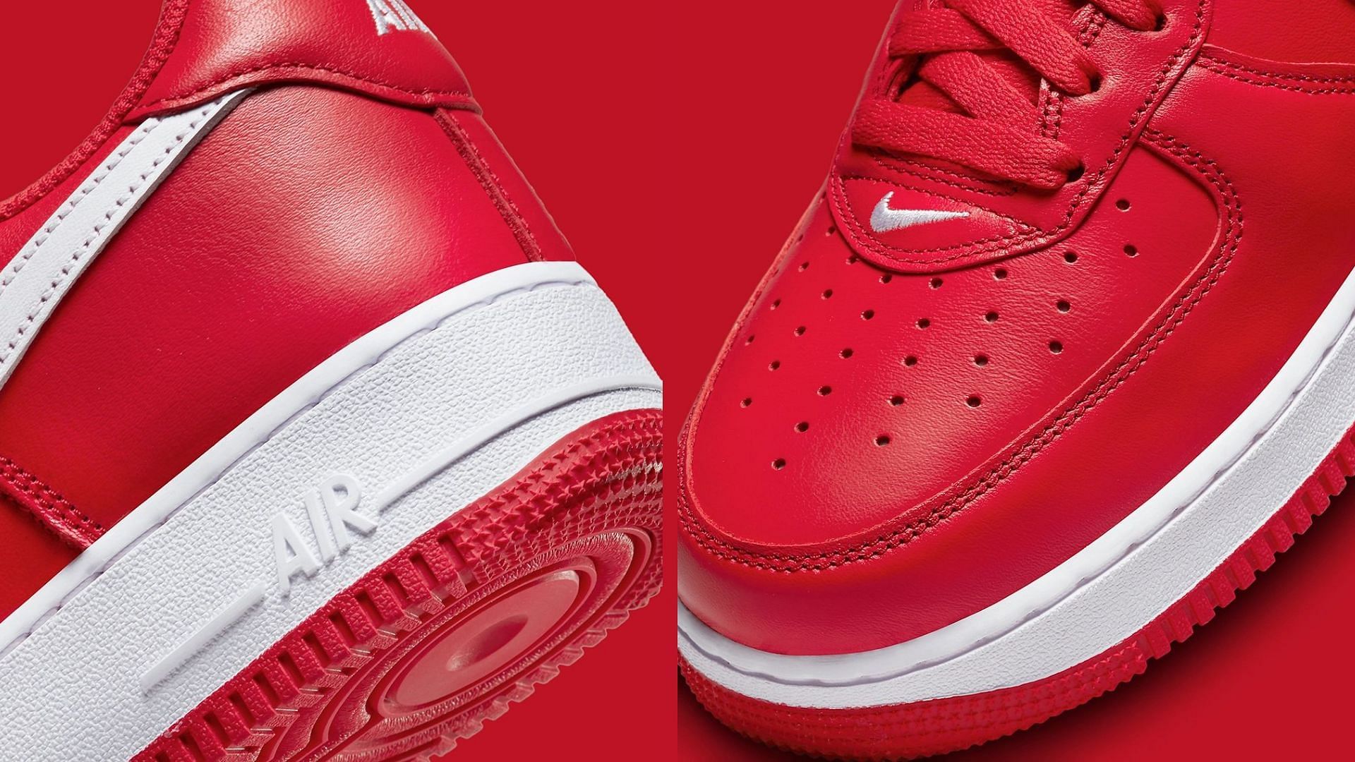 Take a closer look at the heels and toe tops of the Nike Air Force 1 Low shoes (Image via Nike)