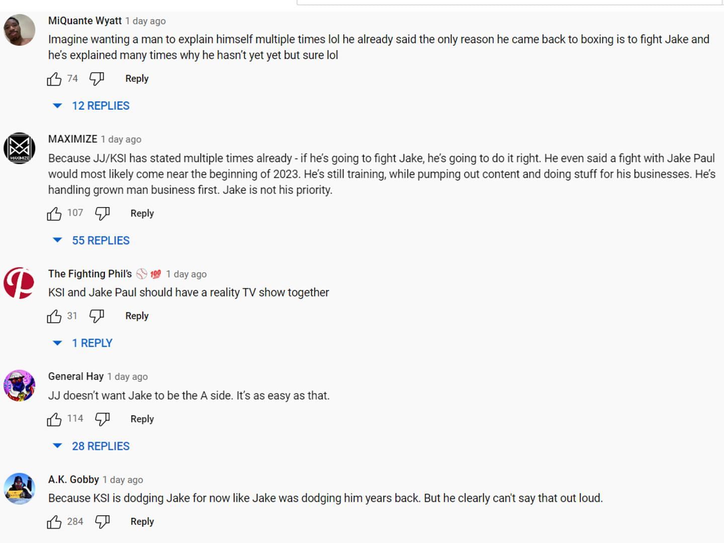 Fans reaction to Paul&#039;s reply (Image via Fightify/YouTube)