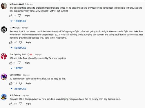 Fans reaction to Paul's reply (Image via Fightify/YouTube)