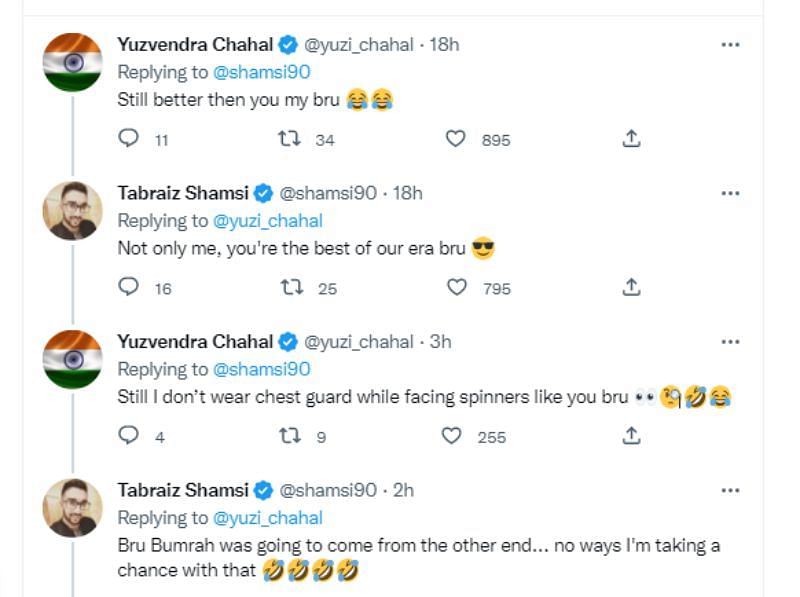 A screenshot of the Chahal-Shamsi batting “debate”.