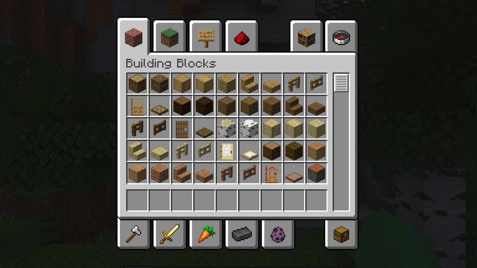 minecraft creative mode inventory