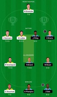 Dream11 Team for Warriors vs Titans - CSA T20 Challenge 2022-23.