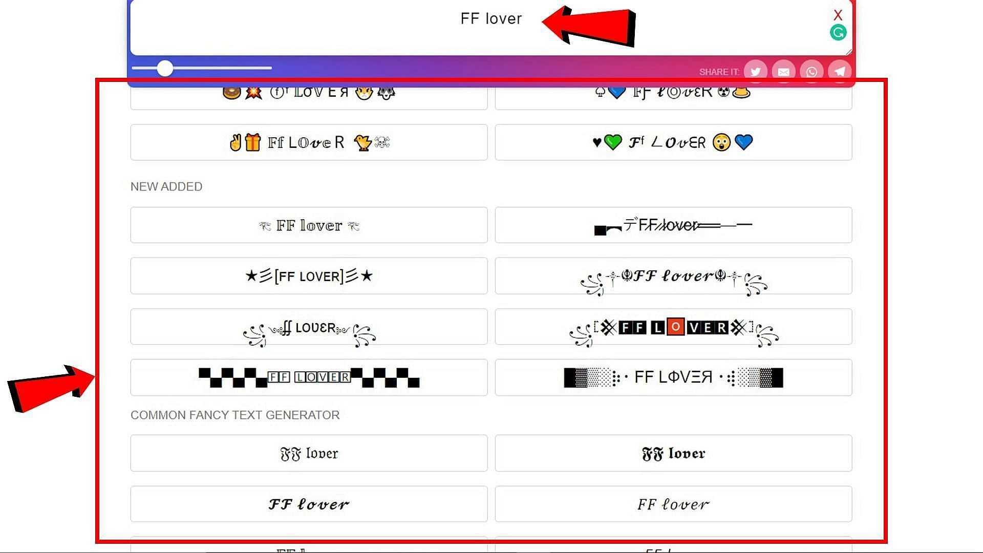 Fancytext.com की आधिकारिक वेबसाइट (Image via Garena)