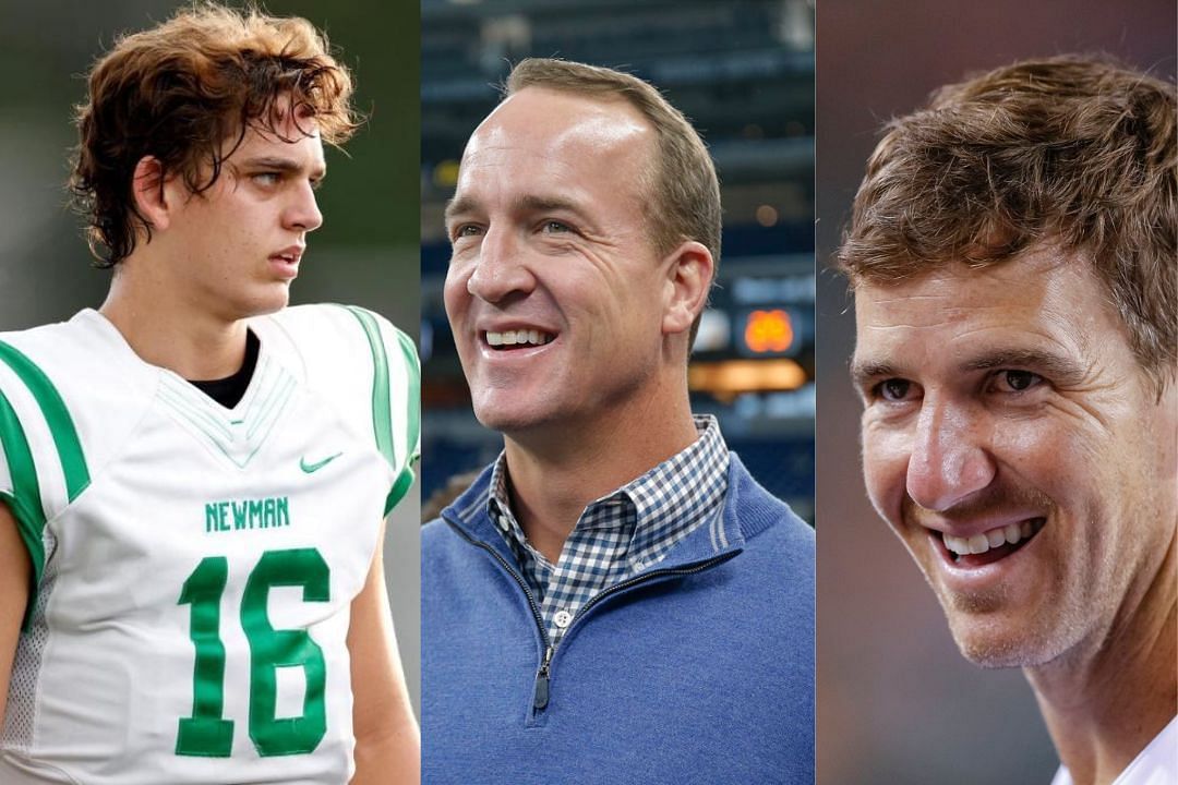 QB Arch Manning (l) with uncles Peyton (m) and Eli (r)