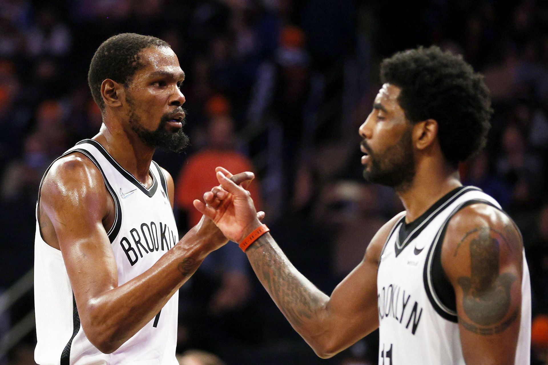 Kevin Durant and Kyrie Irving of the Brooklyn Nets.