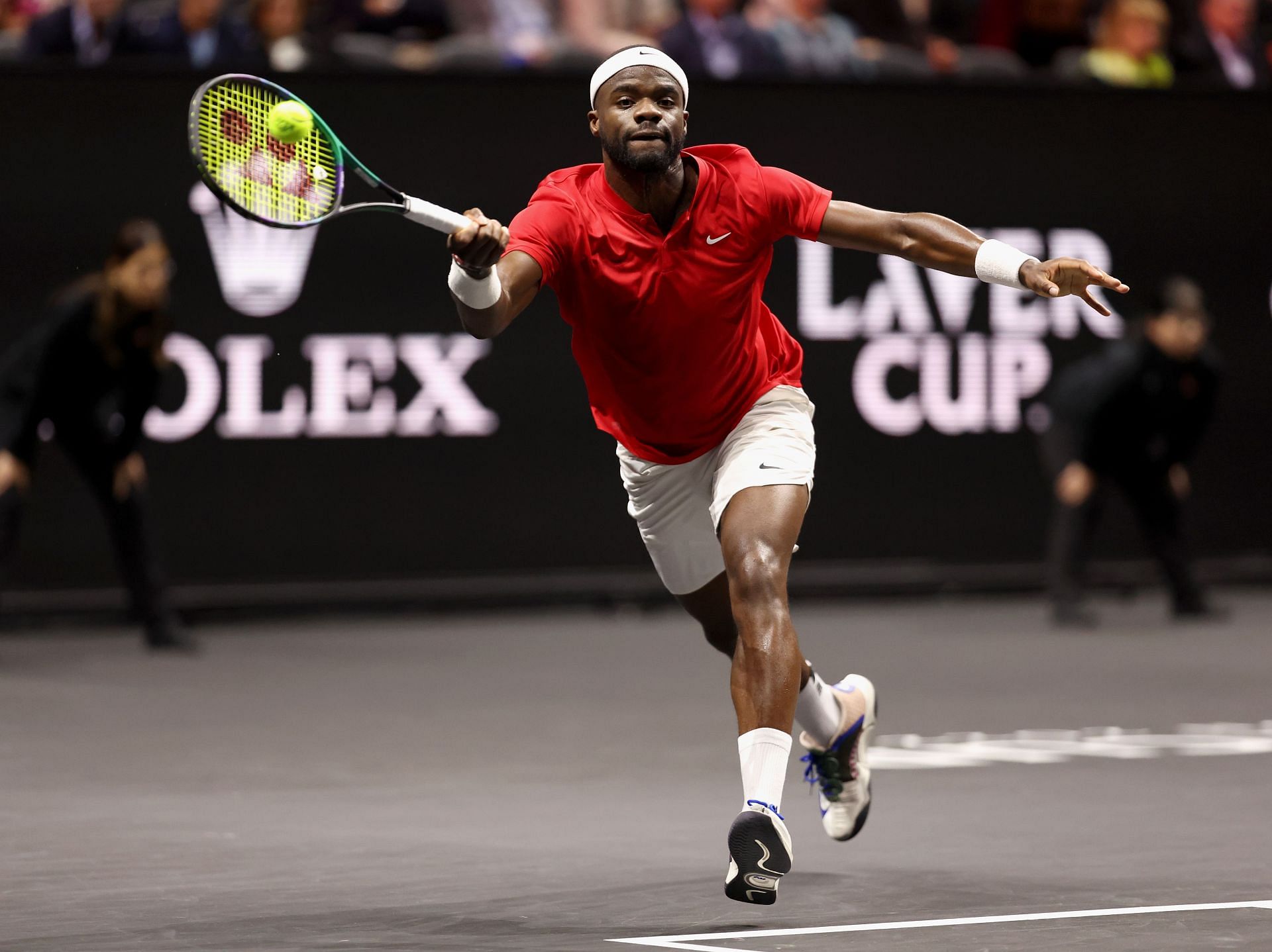 Frances Tiafoe in action at the Laver Ciup