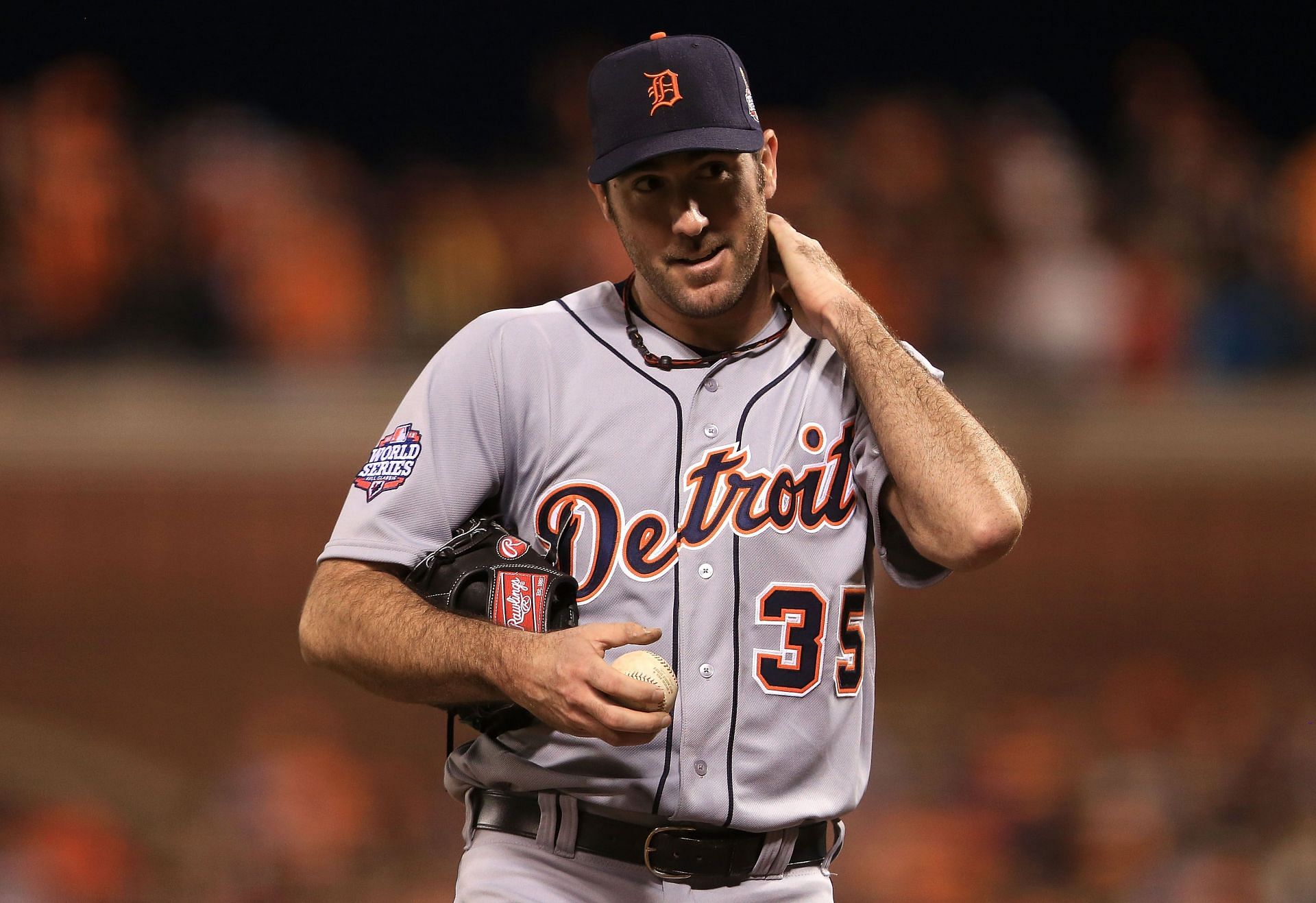 Verlander in the World Series during his time with the Detroit Tigers.