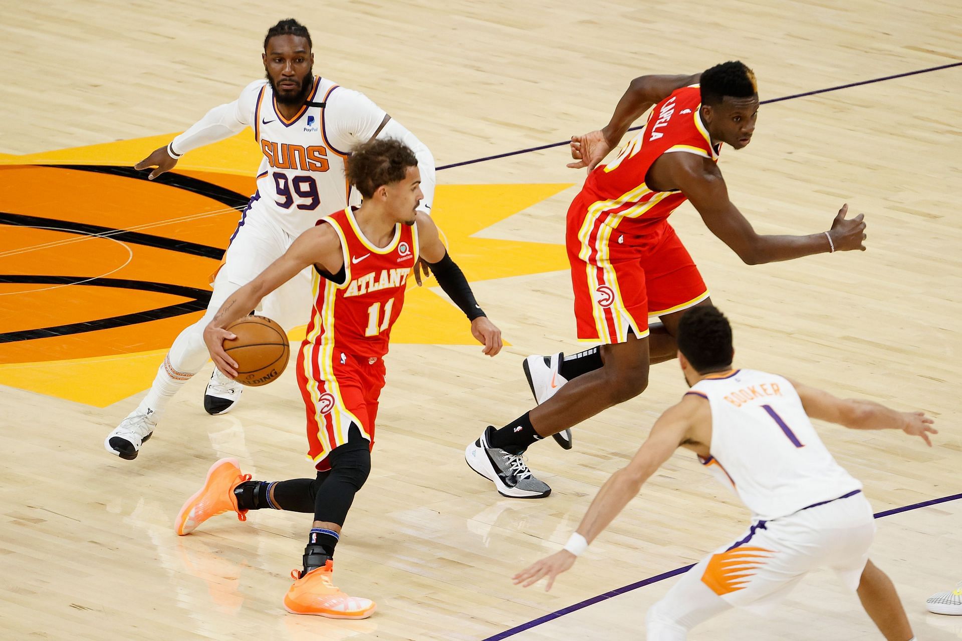 Jae Crowder playing defense against the Atlanta Hawks