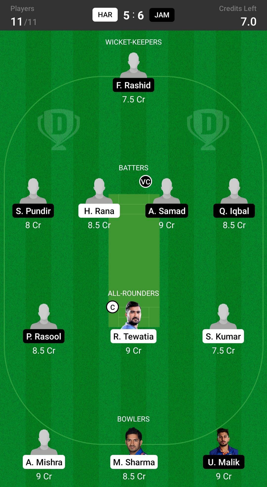 Haryana vs Jammu & Kashmir Fantasy suggestion #1