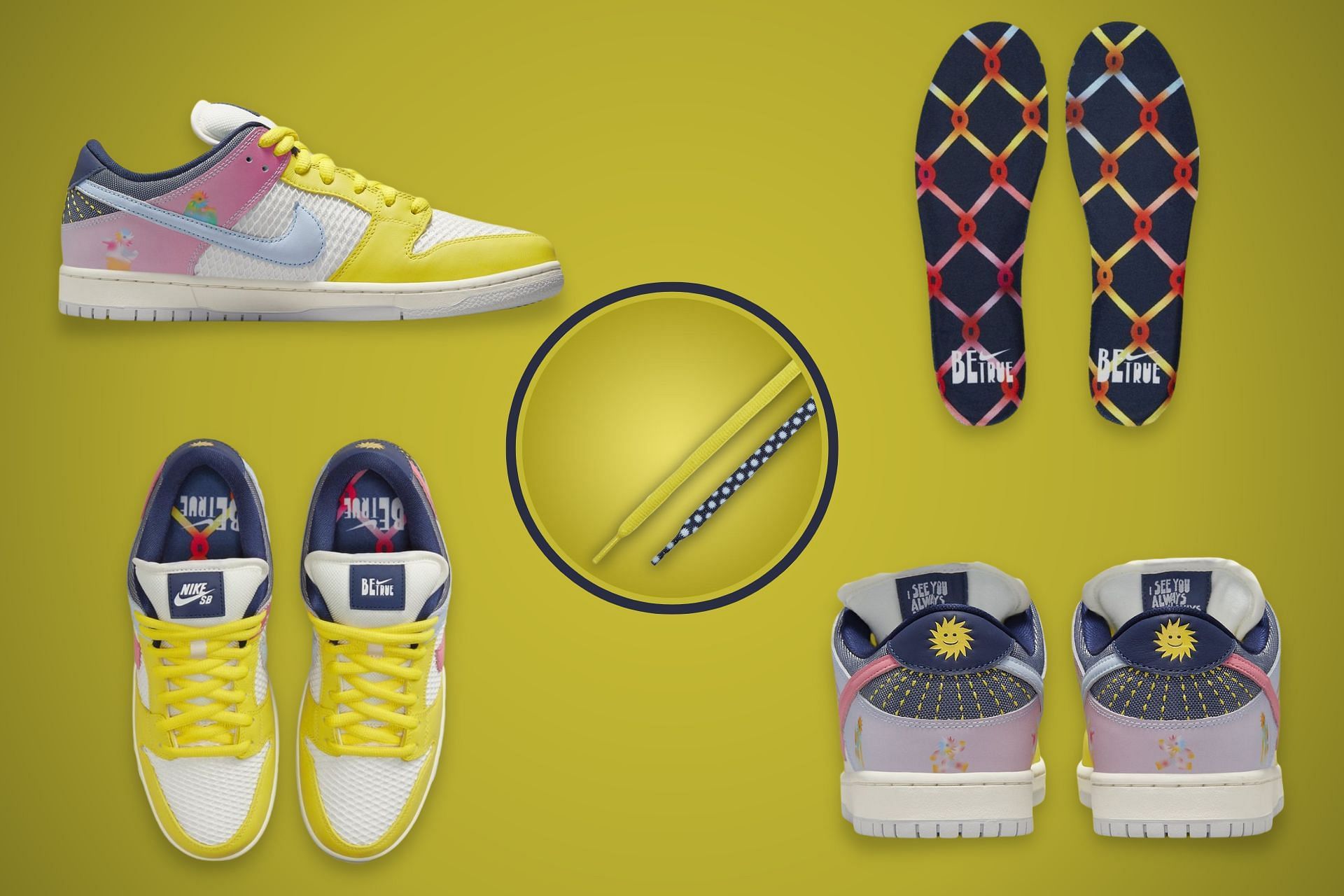 Here&#039;s a detailed look at the impending Nike SB Dunk Low Be True sneakers (image via Sportskeeda)