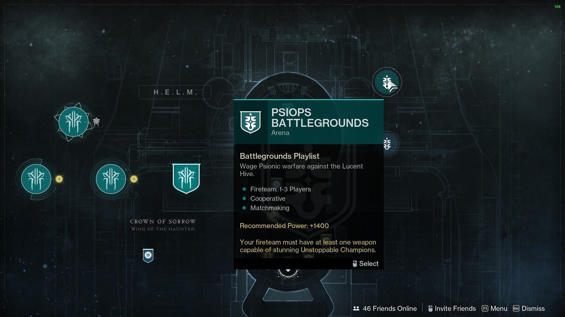 PsiOps Battleground on HELM (Image via Bungie)