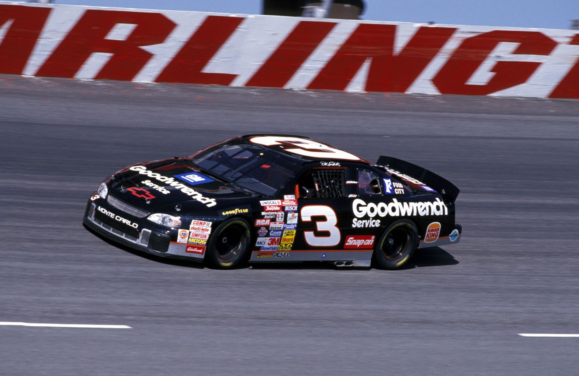 Dale Earnhardt drives his #3 Goodwrench Chevrolet Monte Carlo at Darlington Speedway during the 2001 NASCAR Winston Cup