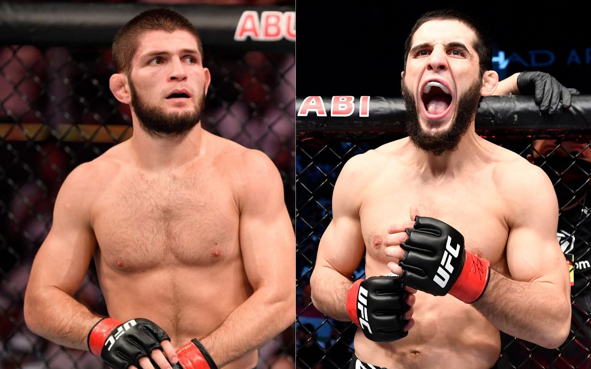 Khabib Nurmagomedov (left) and Islam Makhachev (right)