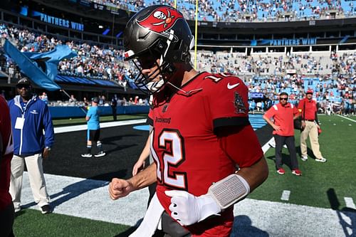 Tom Brady at the Tampa Bay Buccaneers v Carolina Panthers game