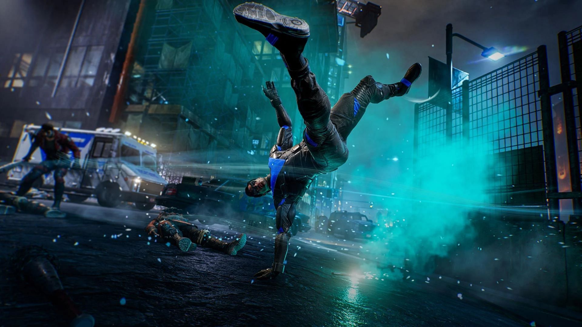 Nightwing takes on some thugs in Gotham Knight (Image via WB Games Montreal)
