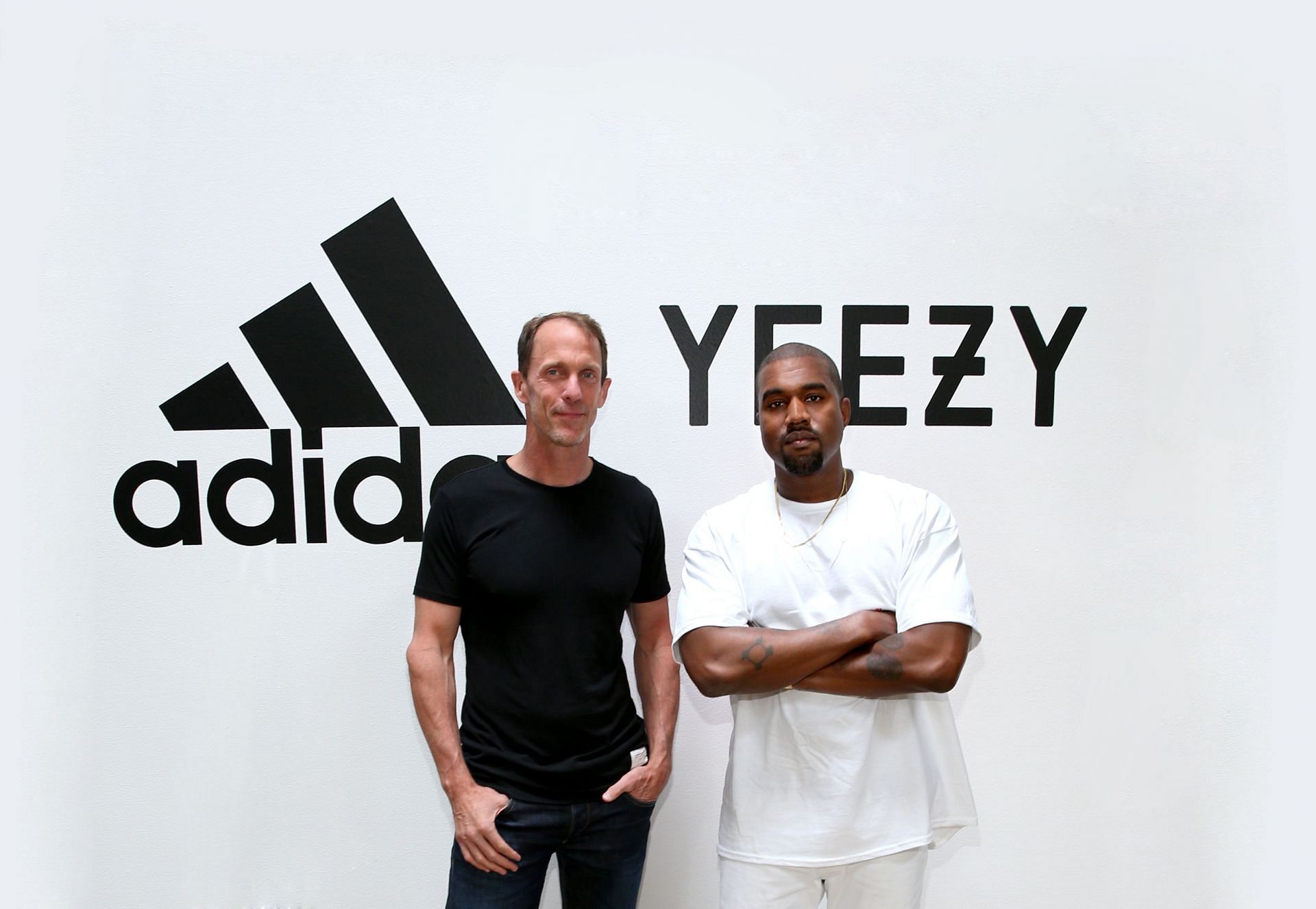 Kanye West and Eric Liedtke after announcing their collaboration in 2016 (Image via Getty)