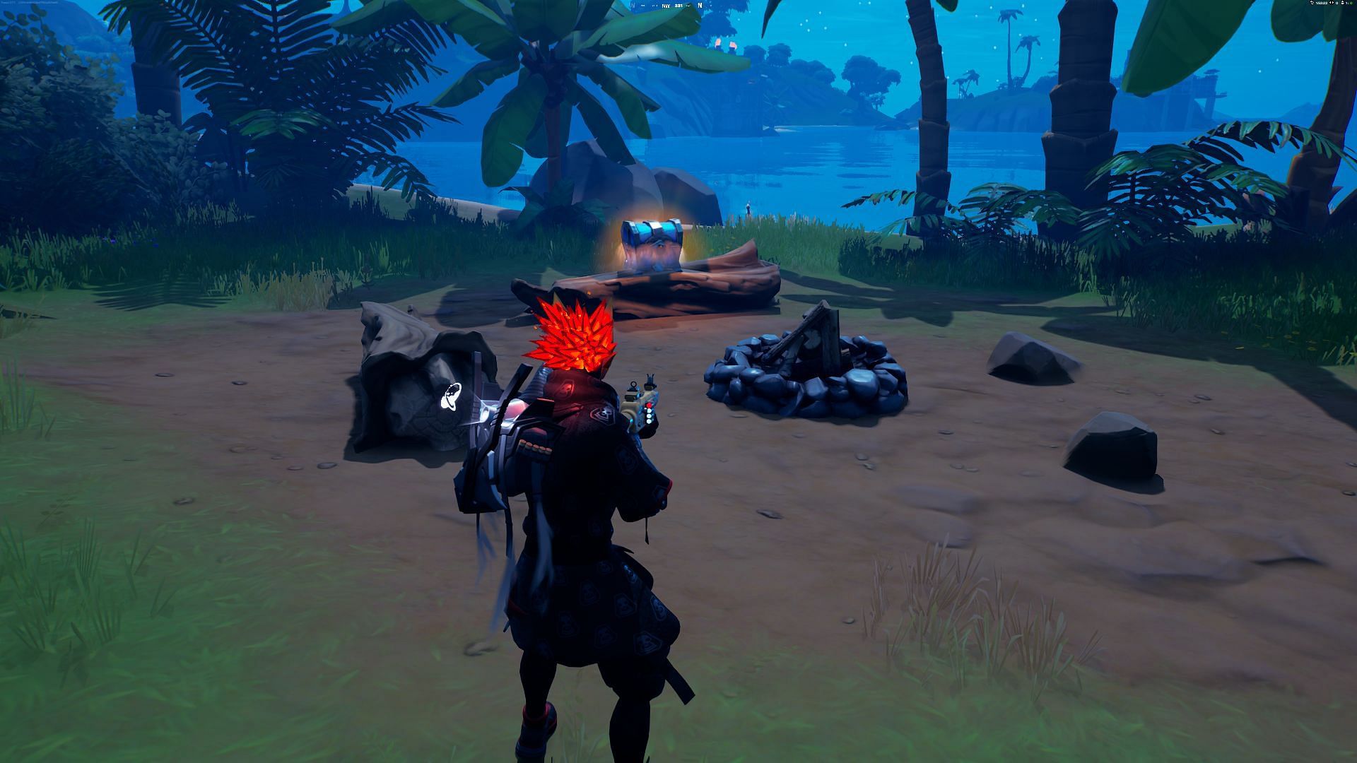 Rare chest next to a campfire? What are the odds! (Image via Epic Games/Fortnite)