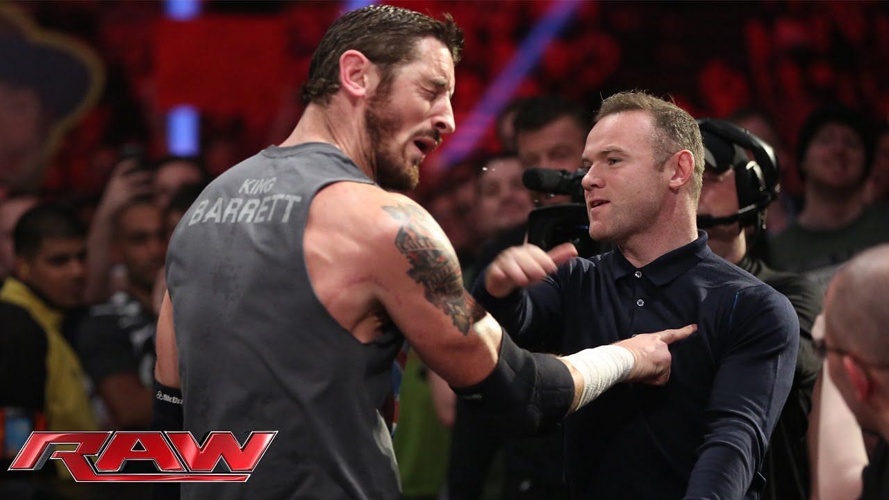 Football star Wayne Rooney slapped by Wade Barrett on WWE RAW
