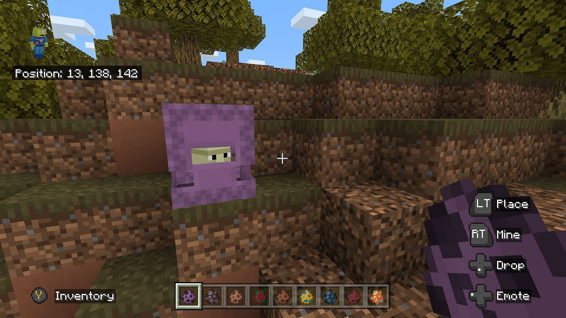 A shulker is created outside of the End with a spawn egg (Image via Mojang)