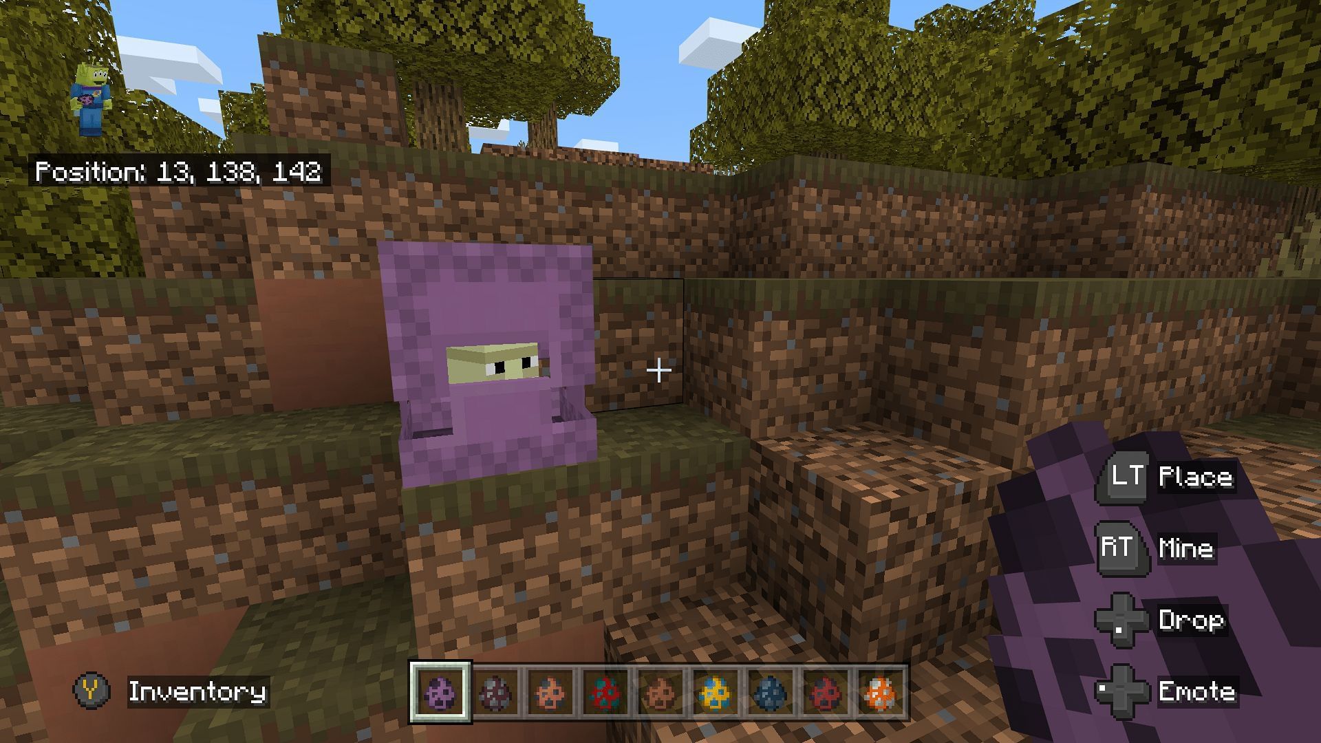 A shulker is created outside of the End with a spawn egg (Image via Mojang)