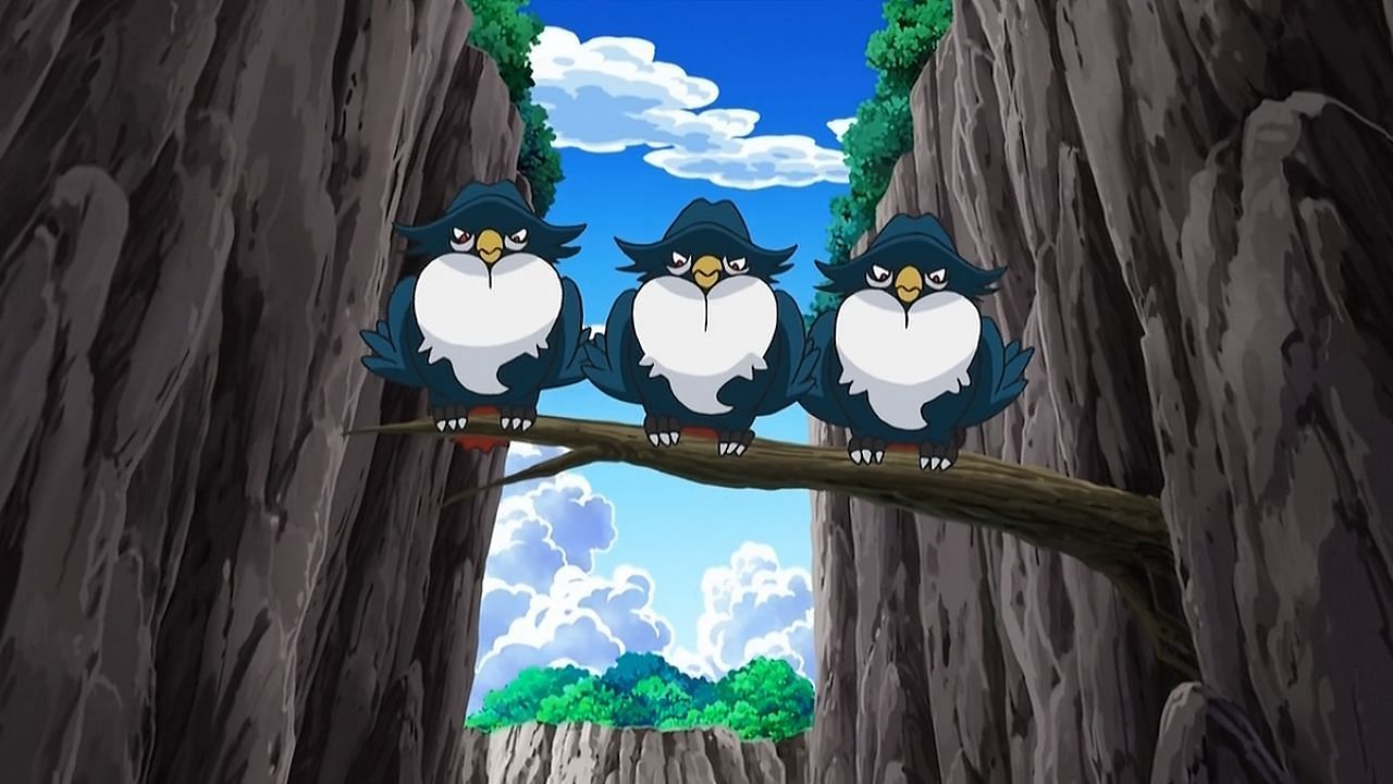 Honchkrow as it appears in the anime (Image via The Pokemon Company)
