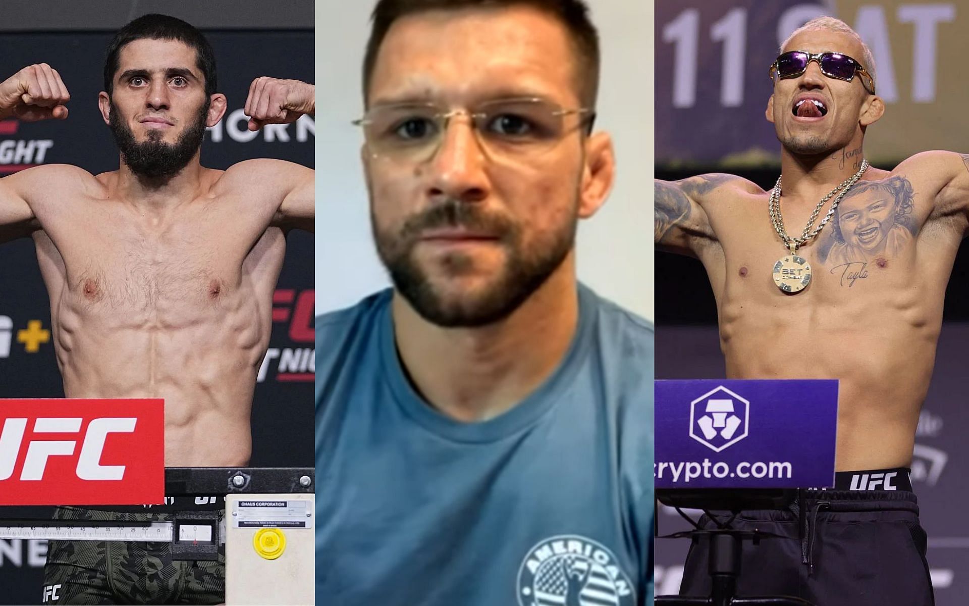 Islam Makhachev (left), Mateusz Gamrot (middle), Charles Oliveira (right) [Images courtesy of James Lynch on YouTube]