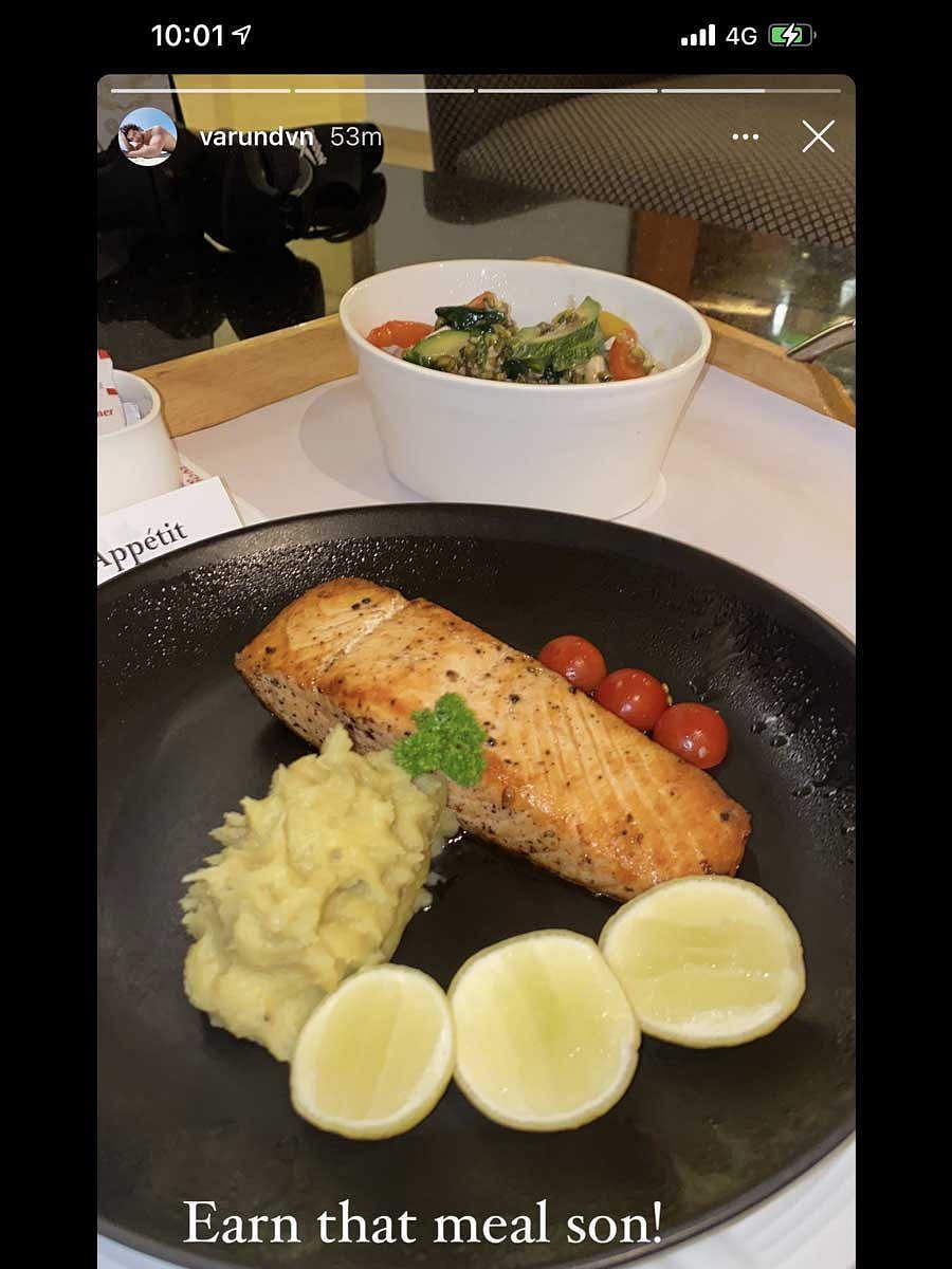 Varun Dhawan's post workout meal (Image via Filmfare)