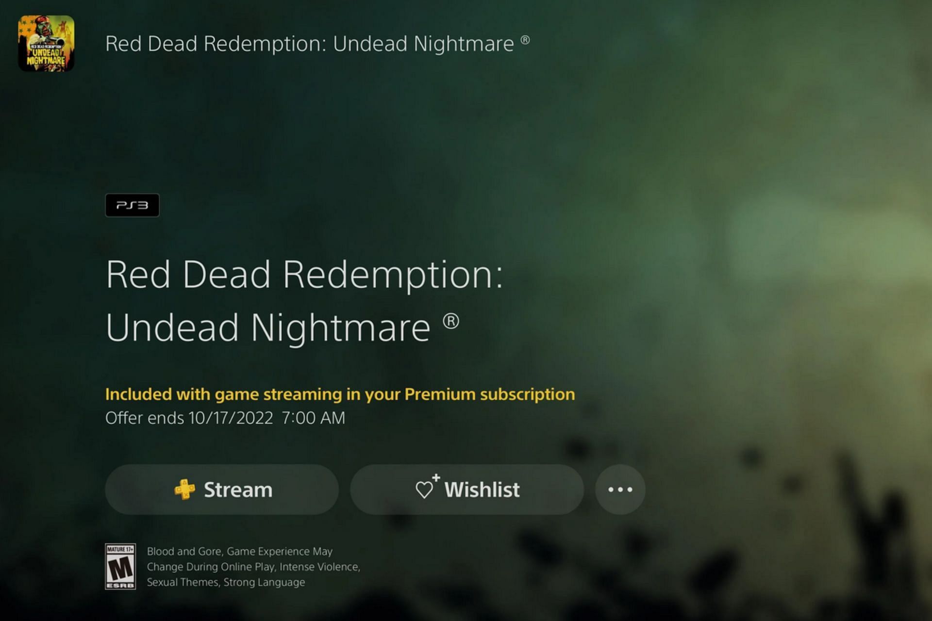 PS3&#039;s official RDR: Undead Nightmare Edition page before the game was taken down (Image via Sportskeeda)
