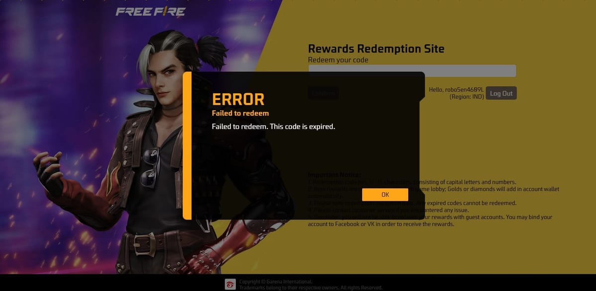 What is "you have exceeded the redemption limit" error in Free Fire MAX?