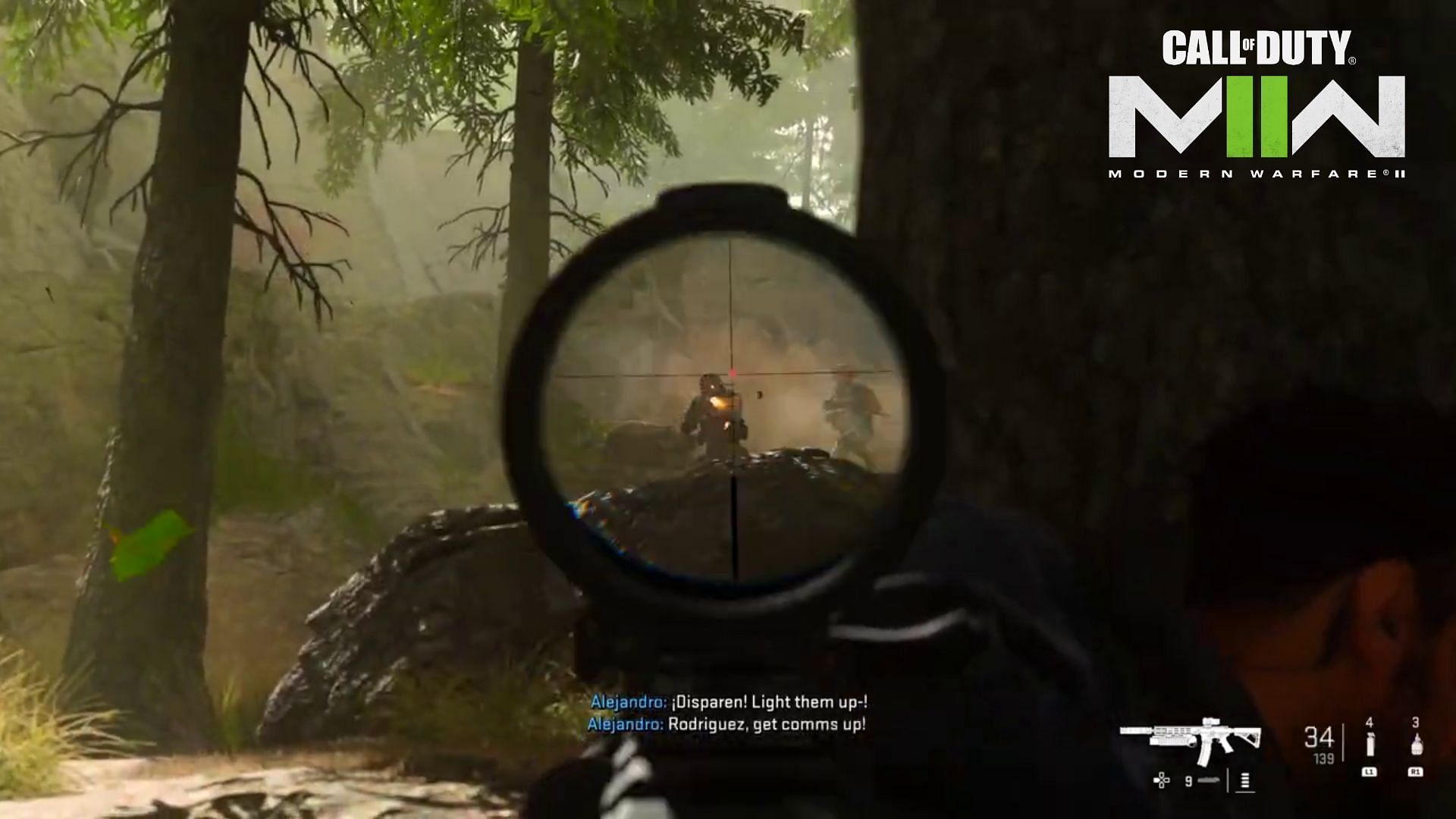 Take cover behind rocks and return fire to enemies (image via Activision)