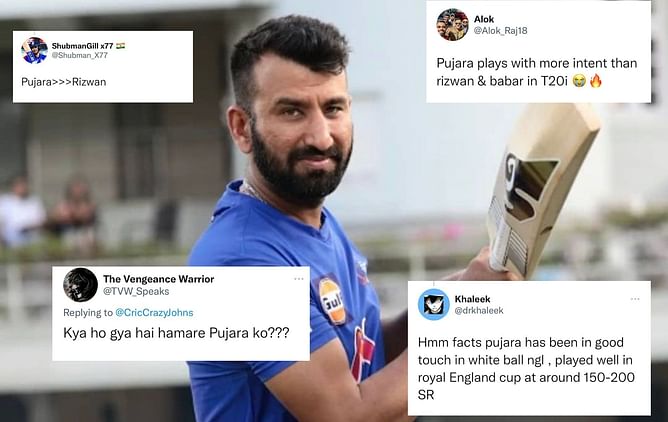 Syed Mushtaq Ali Trophy 2022: "Plays with more intent than Rizwan & Babar" - Netizens react as Cheteshwar Pujara slams 27-ball fifty