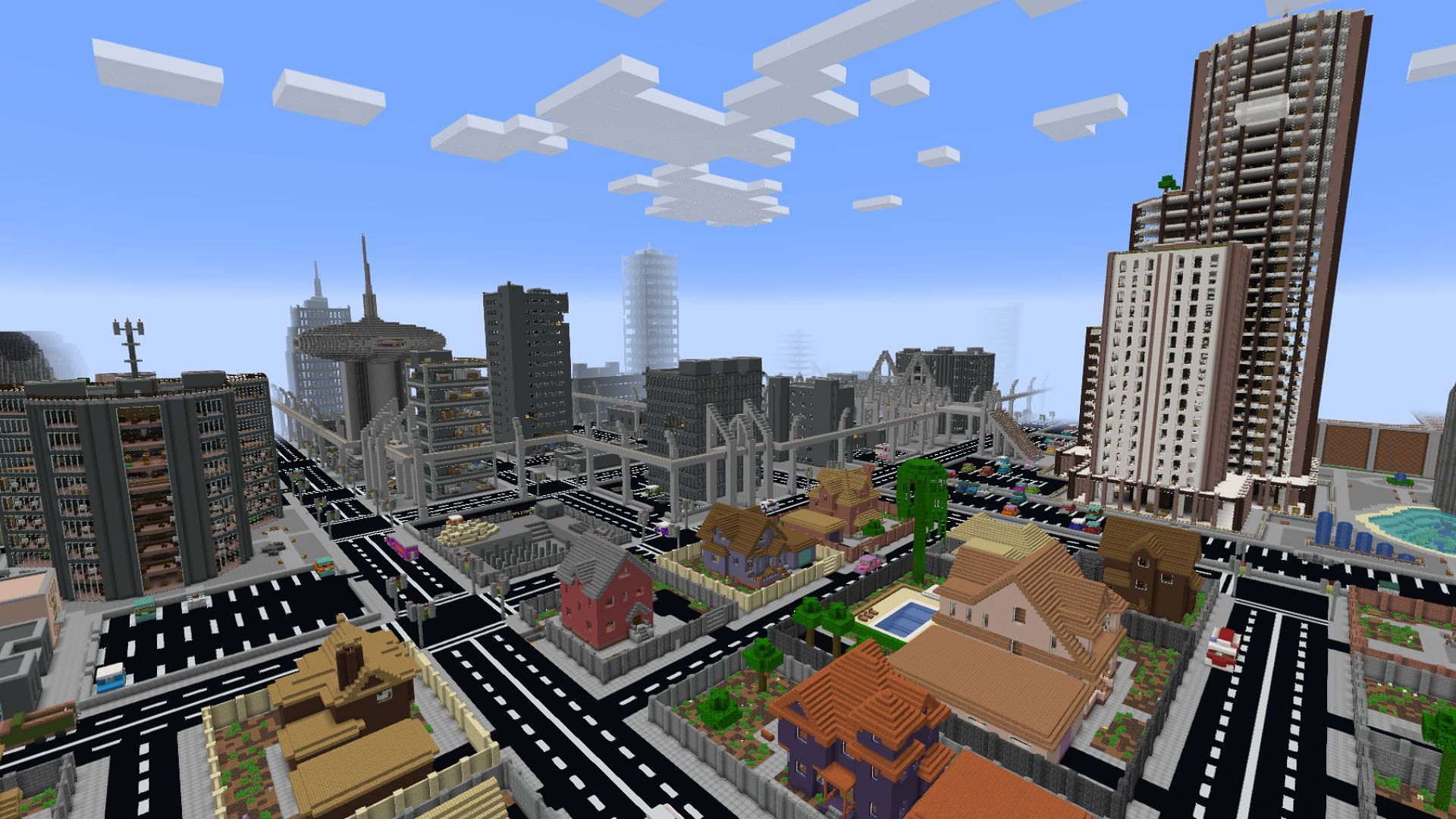 This custom world has a full fledged city for players to explore in Minecraft (Image via CurseForge)