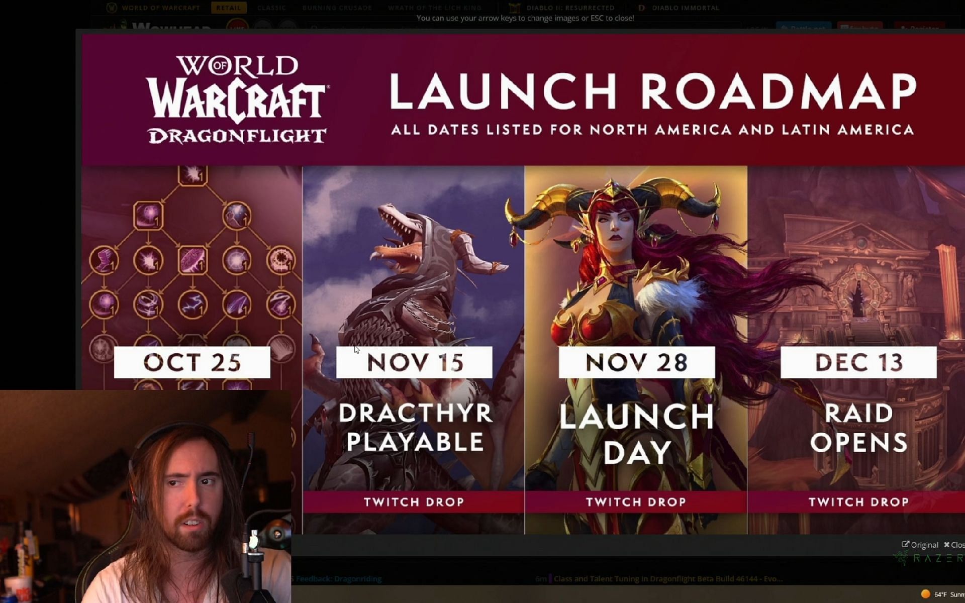 Asmongold talks about Blizzard Entertainment adding Twitch Drops to World of Warcraft: Dragonflight (Image via Asmongold/Twitch)