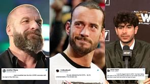 "Incredible how the fall of AEW coincides with the start of the HHH era" - Twitter erupts to suggestions of CM Punk possibly suing Tony Khan after the 'Brawl Out' incident